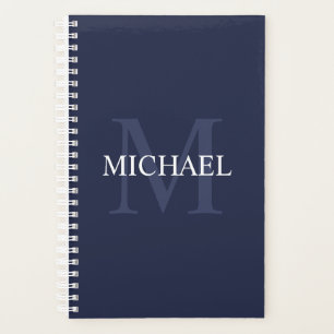 Personalised Monogram and Name Navy Blue Planner