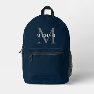 Personalised Monogram and Name Navy Blue Printed Backpack