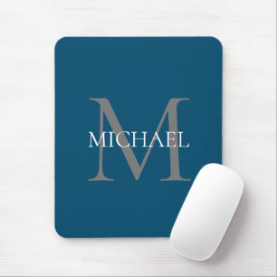 Personalised Monogram and Name Ocean Blue Mouse Pad