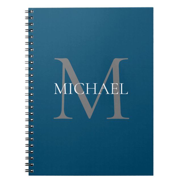 Personalised Monogram and Name Ocean Blue Notebook (Front)