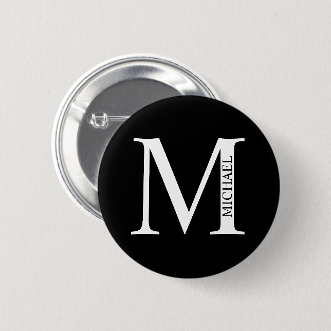 Personalised Monogram and Name Pinback Button (Front & Back)