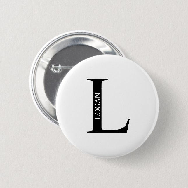 Personalised Monogram and Name Pinback Button (Front & Back)