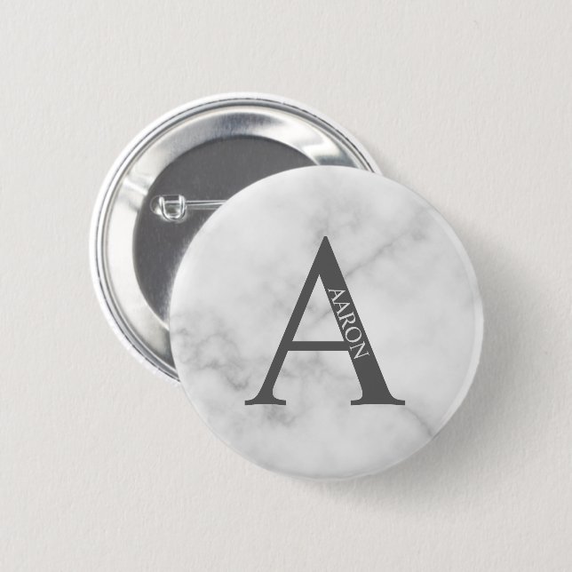 Personalised Monogram and Name Pinback Button (Front & Back)