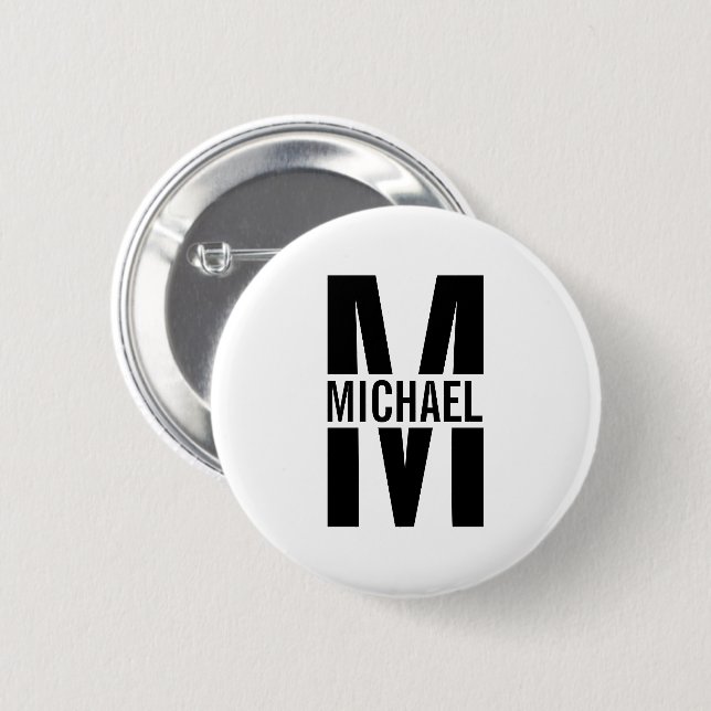 Personalised Monogram and Name Pinback Button (Front & Back)