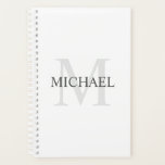 Personalised Monogram and Name Planner<br><div class="desc">Personalised Monogram and Name Gift
features personalised name in grey and monogram in light grey as background,  in classic serif font style,  
on white background.

Perfect as holiday gift,  father's day gift for dad and gift for any special occasions.</div>
