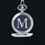 Personalised Monogram and Name Pocket Watch<br><div class="desc">Personalised Monogram and Name Gift
features personalised monogram and name in classic serif font style.

Perfect as father's day gifts for dad,  gifts for groomsmen and for any special occasions.</div>