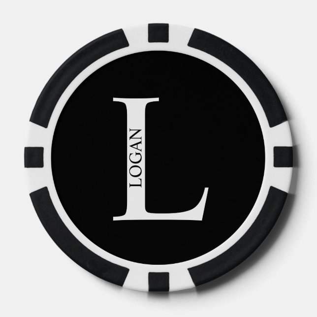 Personalised Monogram and Name Poker Chips (Front)