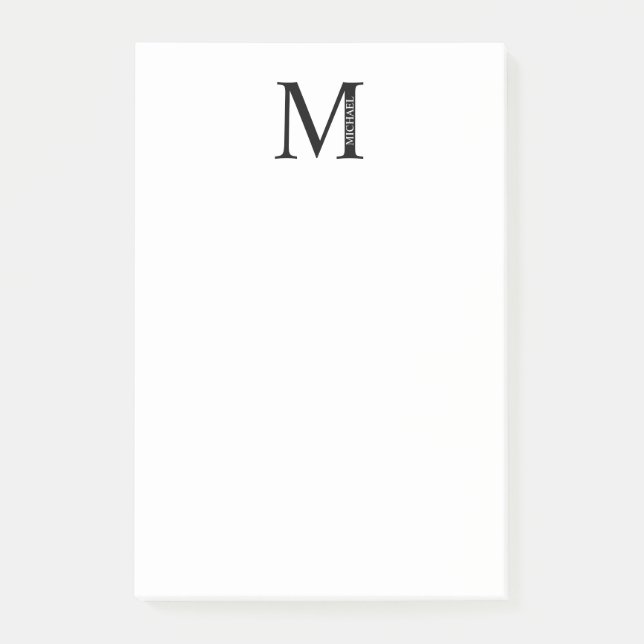 Personalised Monogram and Name Post-it Notes (Front)