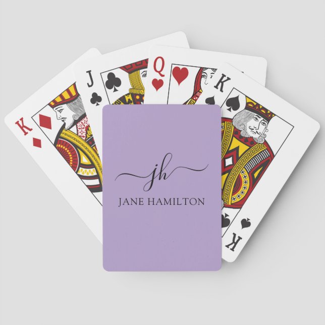 Personalised Monogram and Name Purple Playing Cards (Back)