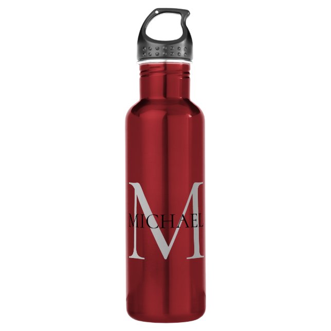 Personalised Monogram and Name Red 710 Ml Water Bottle (Front)