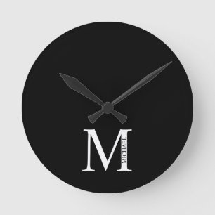 Personalised Monogram and Name Round Clock