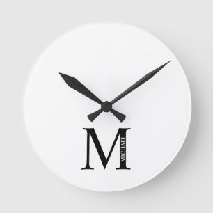 Personalised Monogram and Name Round Clock