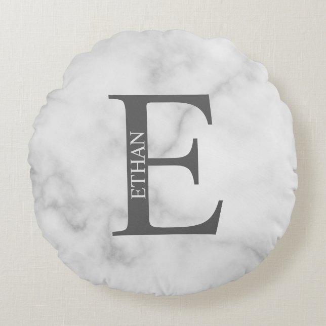 Personalised Monogram and Name Round Pillow (Front)