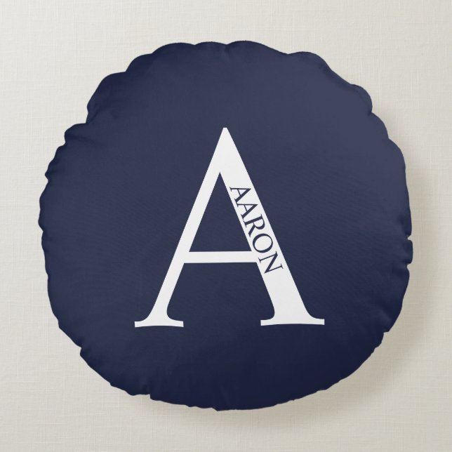 Personalised Monogram and Name Round Pillow (Front)