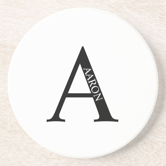 Personalised Monogram and Name Sandstone Coaster (Front)