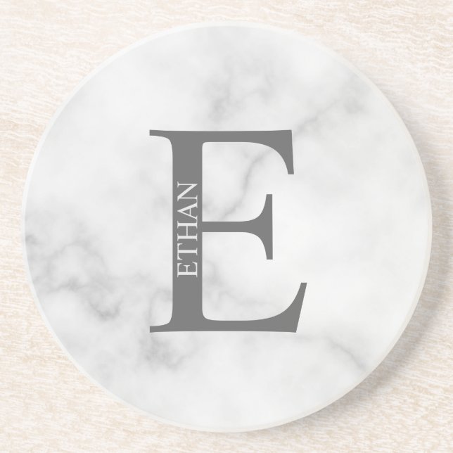 Personalised Monogram and Name Sandstone Coaster (Front)