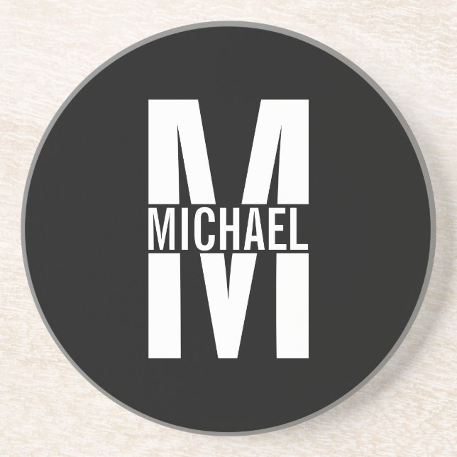 Personalised Monogram and Name Sandstone Coaster (Front)