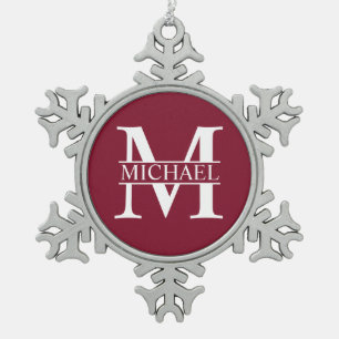 Personalised Monogram and Name Snowflake Pewter Christmas Ornament