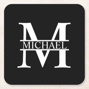 Personalised Monogram and Name Square Paper Coaster