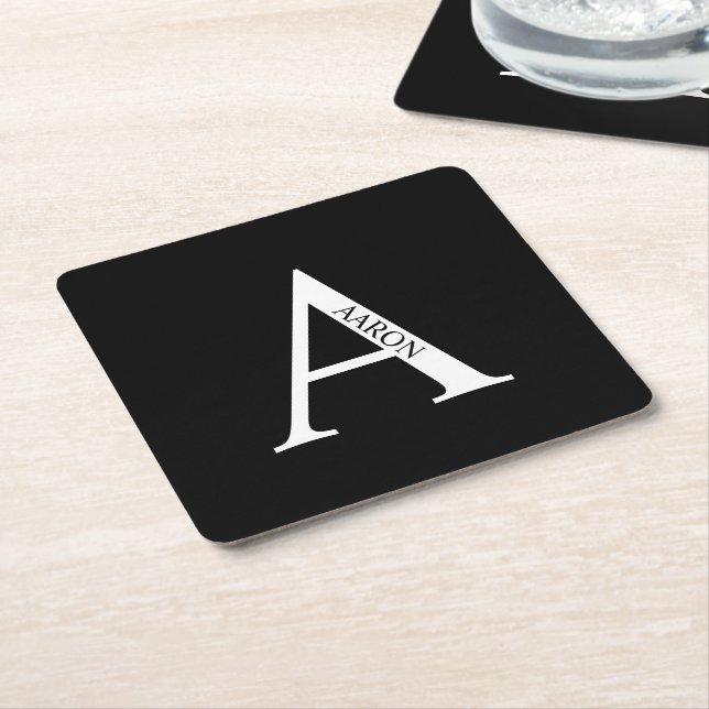 Personalised Monogram and Name Square Paper Coaster (Angled)