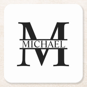 Personalised Monogram and Name Square Paper Coaster