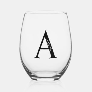 Personalised Monogram and Name Stemless Wine Glass