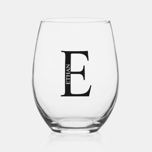 Personalised Monogram and Name Stemless Wine Glass