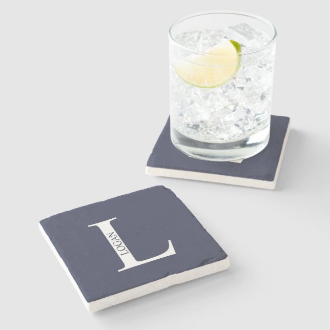 Personalised Monogram and Name Stone Coaster (Side)