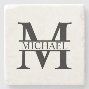 Personalised Monogram and Name Stone Coaster