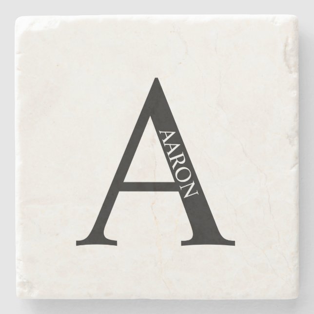 Personalised Monogram and Name Stone Coaster (Front)