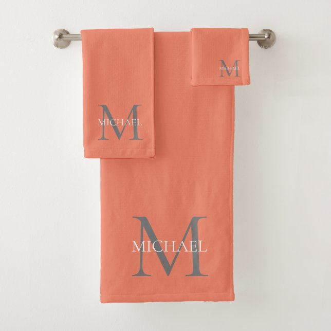 Personalised Monogram and Name Terracotta Bath Towel Set (Insitu)