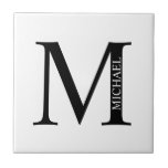Personalised Monogram and Name Tile<br><div class="desc">Personalised Monogram and Name Design
features personalised monogram and name in classic serif font style.</div>