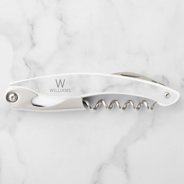 Personalised Monogram and Name Waiter's Corkscrew (Front)