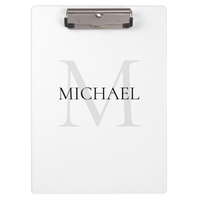 Personalised Monogram and Name White Clipboard (Front)