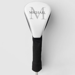 Personalised Monogram and Name White Golf Head Cover