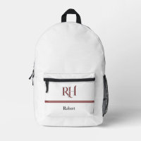 Personalised Monogram and Name White Grey Red