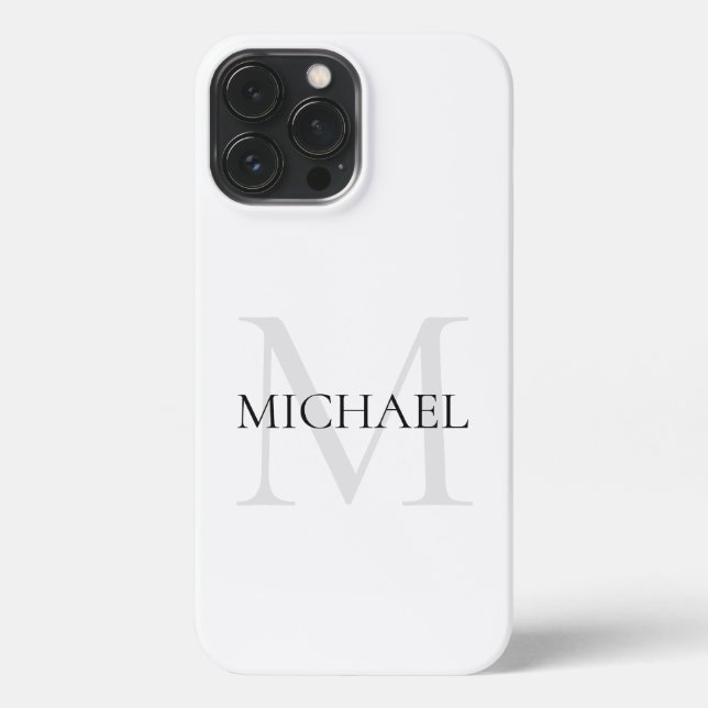Personalised Monogram and Name White iPhone Case (Back)