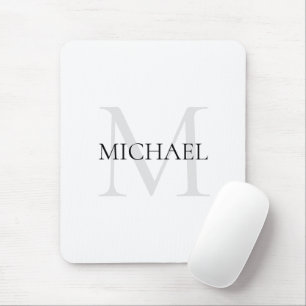 Personalised Monogram and Name White Mouse Pad