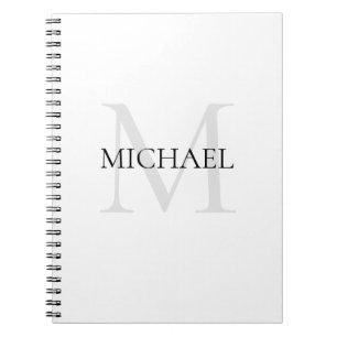 Personalised Monogram and Name White Notebook