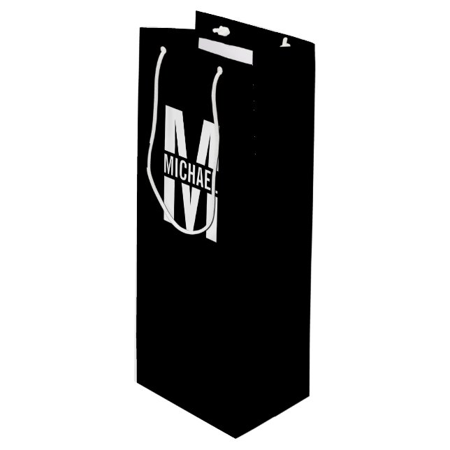 Personalised Monogram and Name Wine Gift Bag (Front Angled)