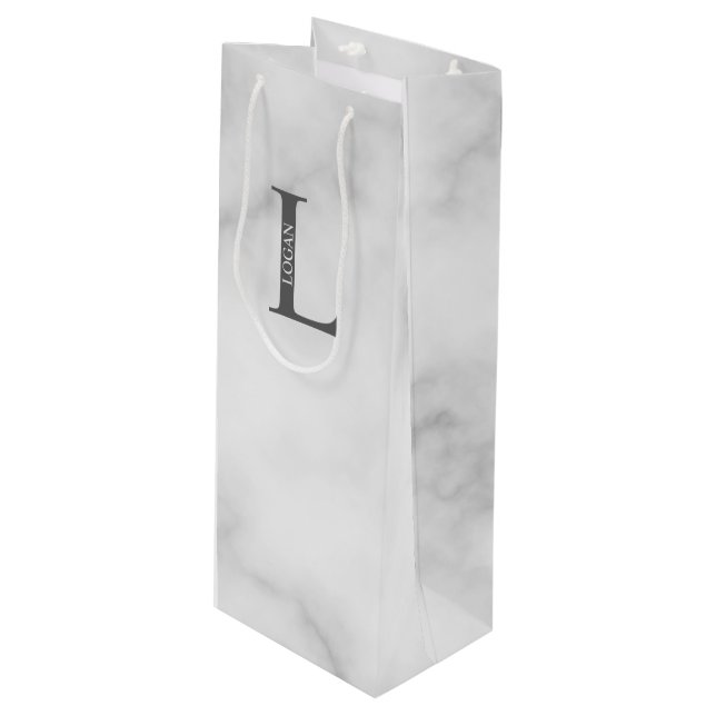 Personalised Monogram and Name Wine Gift Bag (Front Angled)