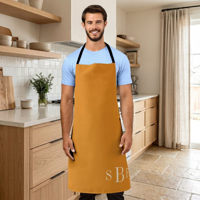 Personalised Monogram Apron for Dad (Monogram Mustard Yellow Boho Fall Kitchen Gift Apron)