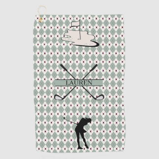 Personalised Monogram Argyle Custom Name Female  Golf Towel
