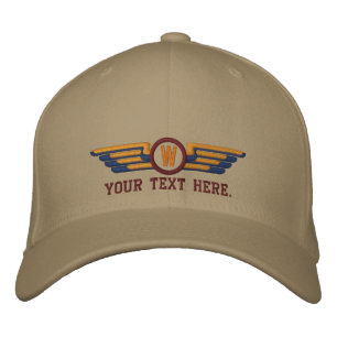 Personalised Monogram Aviation Laurels Pilot Wings Embroidered Hat