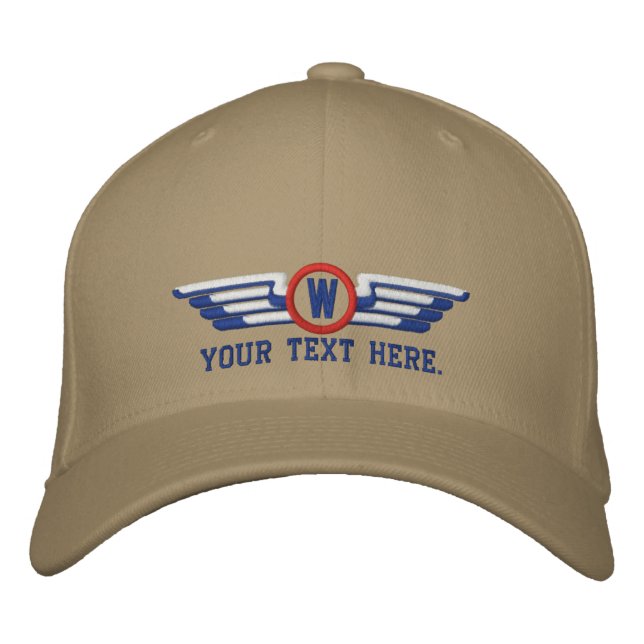 Personalised Monogram Aviation Laurels Pilot Wings Embroidered Hat (Front)