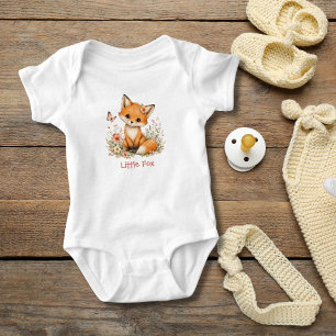 Personalised Monogram Baby Fox Florals Gift Bodysuit