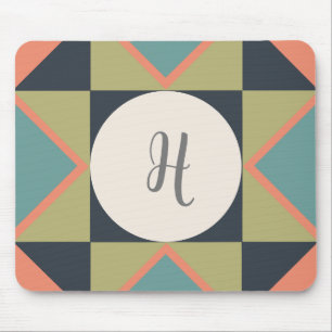 Personalised Monogram Barn Quilt Block  Mouse Pad