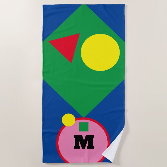 Personalised Monogram Beach Towel Bold & Bright  (Front)