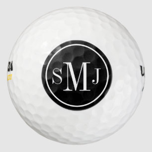 Personalised Monogram Black and White Frame Golf Balls