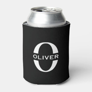 Personalised Monogram Black And White Name Can Cooler